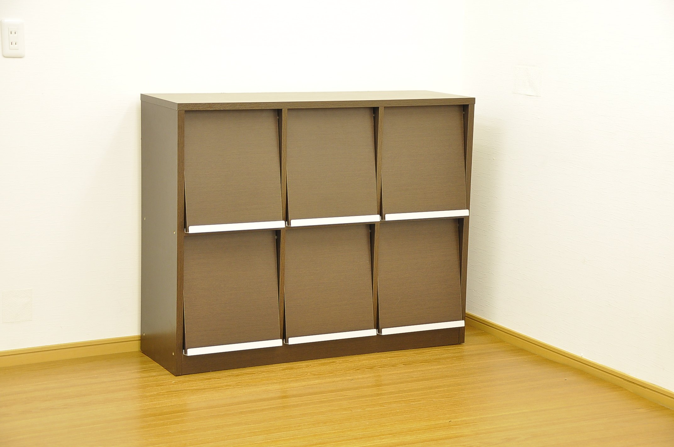 ダークブラウン フラップ扉ディスプレイラック　幅120cm ダークブラウン フラップ扉ディスプレイラック 幅120cm